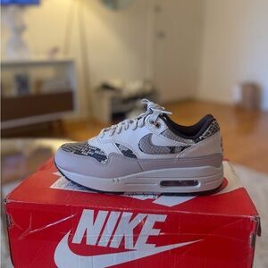 Nike Air Max 1 Snake Print Sneakers - Gray and Black